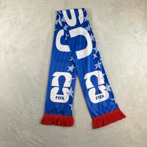 FIFA World Cup 2026 USA Soccer Fan Fanatic Scarf Blue Red Stars Fringe NWT